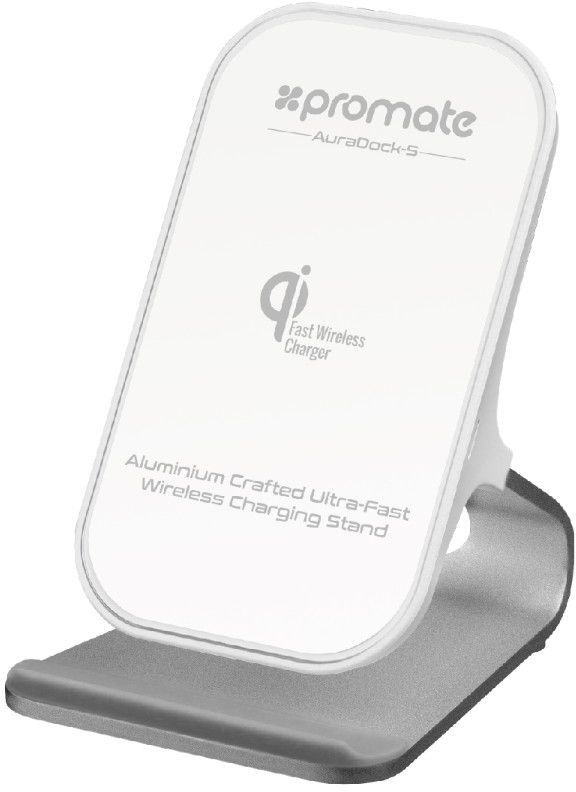 Promate Auradock Fast Wireless Chargingpad Dock Silver