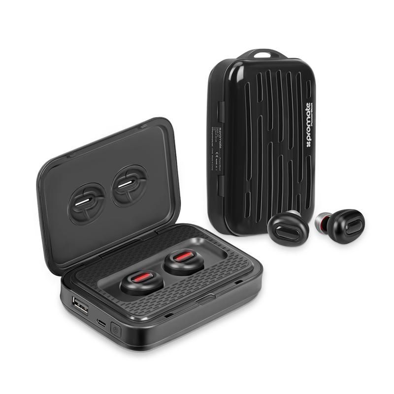Promate Wireless Earbuds With 5000Mah Power Bank Black