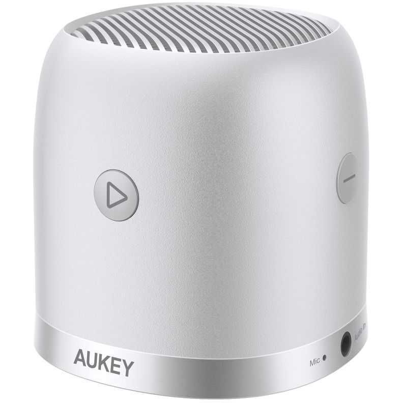Aukey Mini Wireless Speaker with Radio and Micro Sd Reader Silver