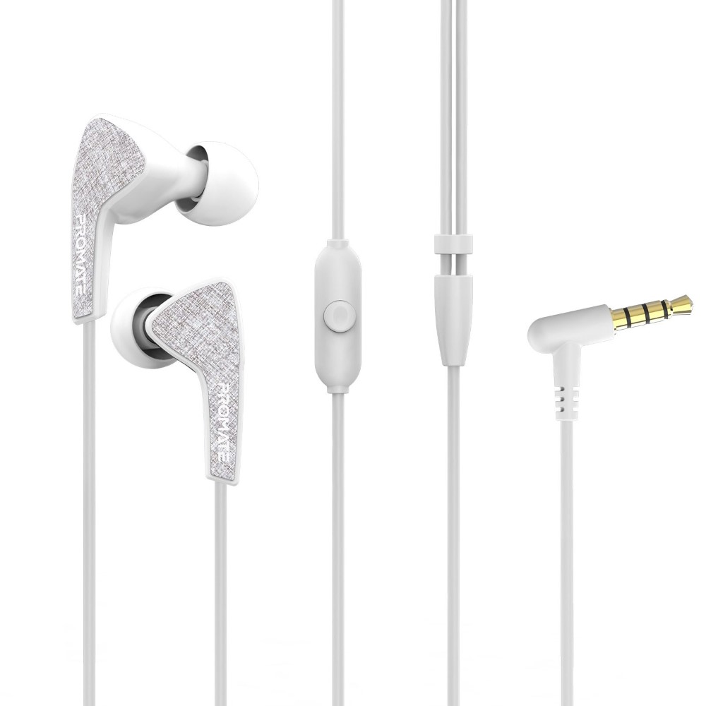 Promate Sporty In Ear Earphones With Microphone White