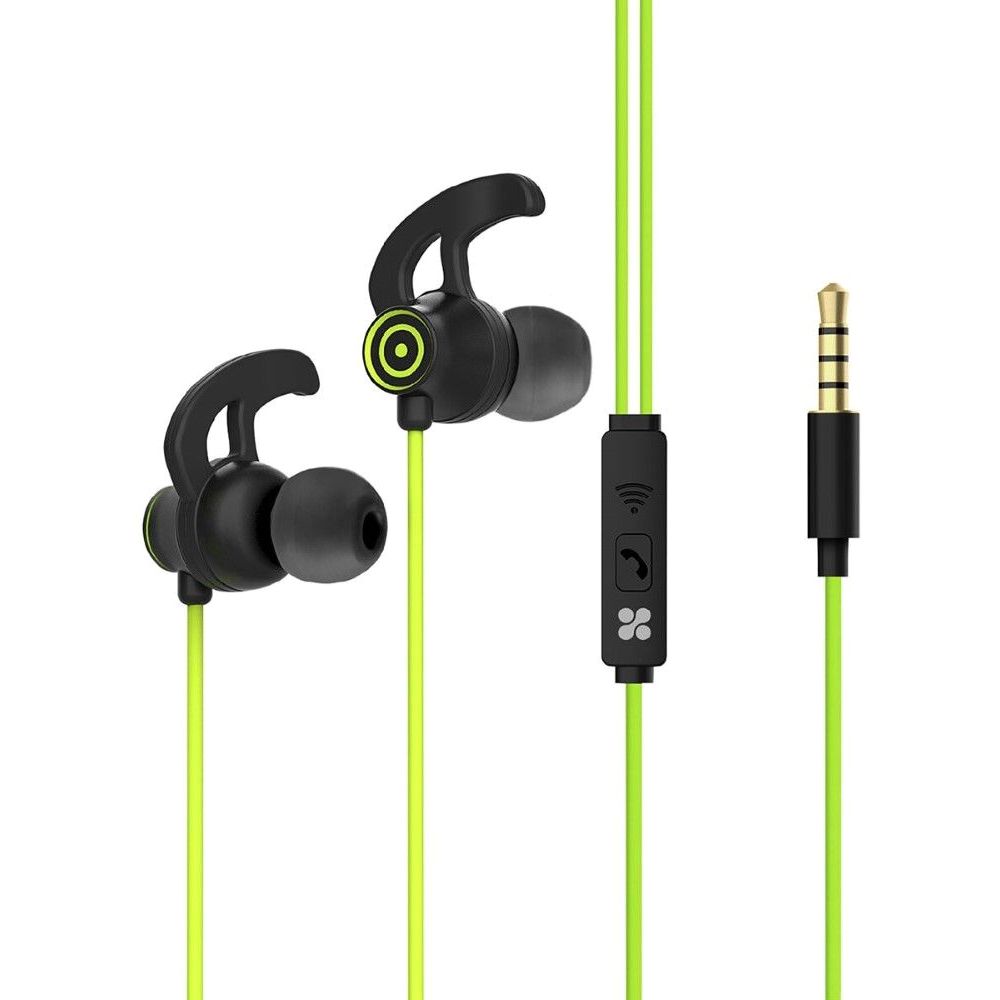Promate Swift Green Heavy Bass Wired Earphones with In-Line Mic