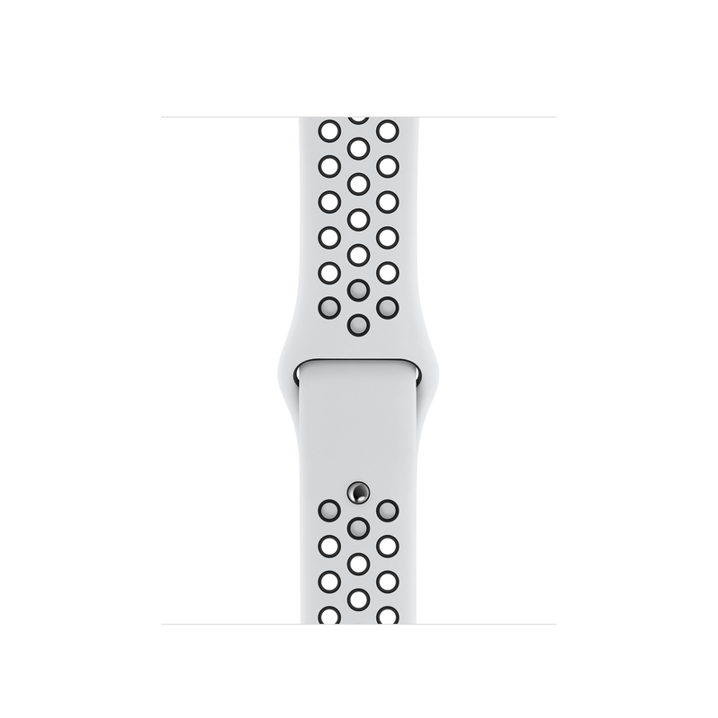 ساعة نايك الإصدار الخامس من آبل مع جيجابايت إس 40 مم ذات هيكل من الألومنيوم الفضي مع سوار رياضي نايك بلاتيني شفاف/أسود نايك