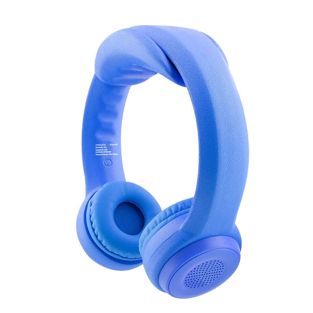 سماعات رأس لاسلكية للأطفال من بروميت من الفوم المرن، لون أزرق