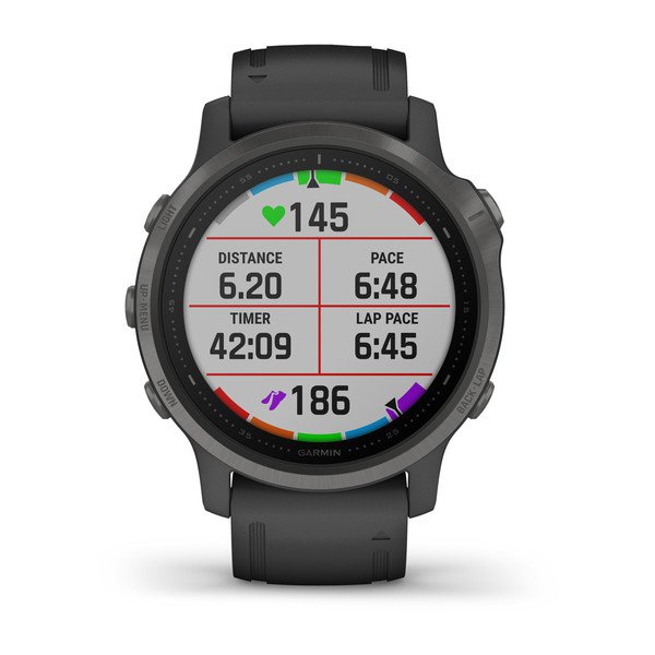 Garmin Fenix 6S Sapphire Carbon Grey Dlc W Black Band GPS Watch Emea