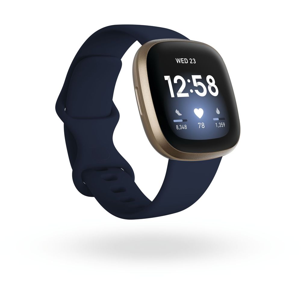 Fitbit Versa 3 Smart Watch Soft Gold Aluminum case, Midnight