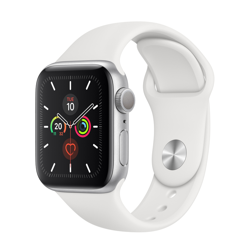 Apple Watch Series 5 GPS 40mm Silver Aluminium Case with White Sport Band