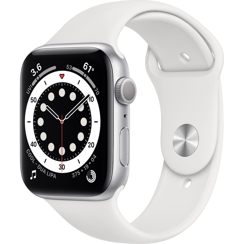 Apple Watch Series 6 GPS 44mm Silver Aluminium Case with White Sport Band