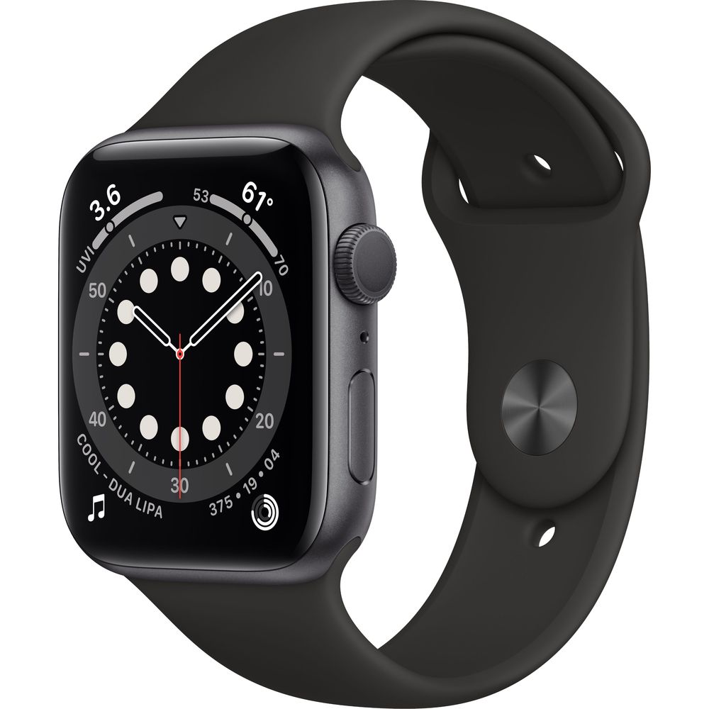 Apple Watch Series 6 GPS 44mm Space Gray Aluminium Case with Black Sport Band