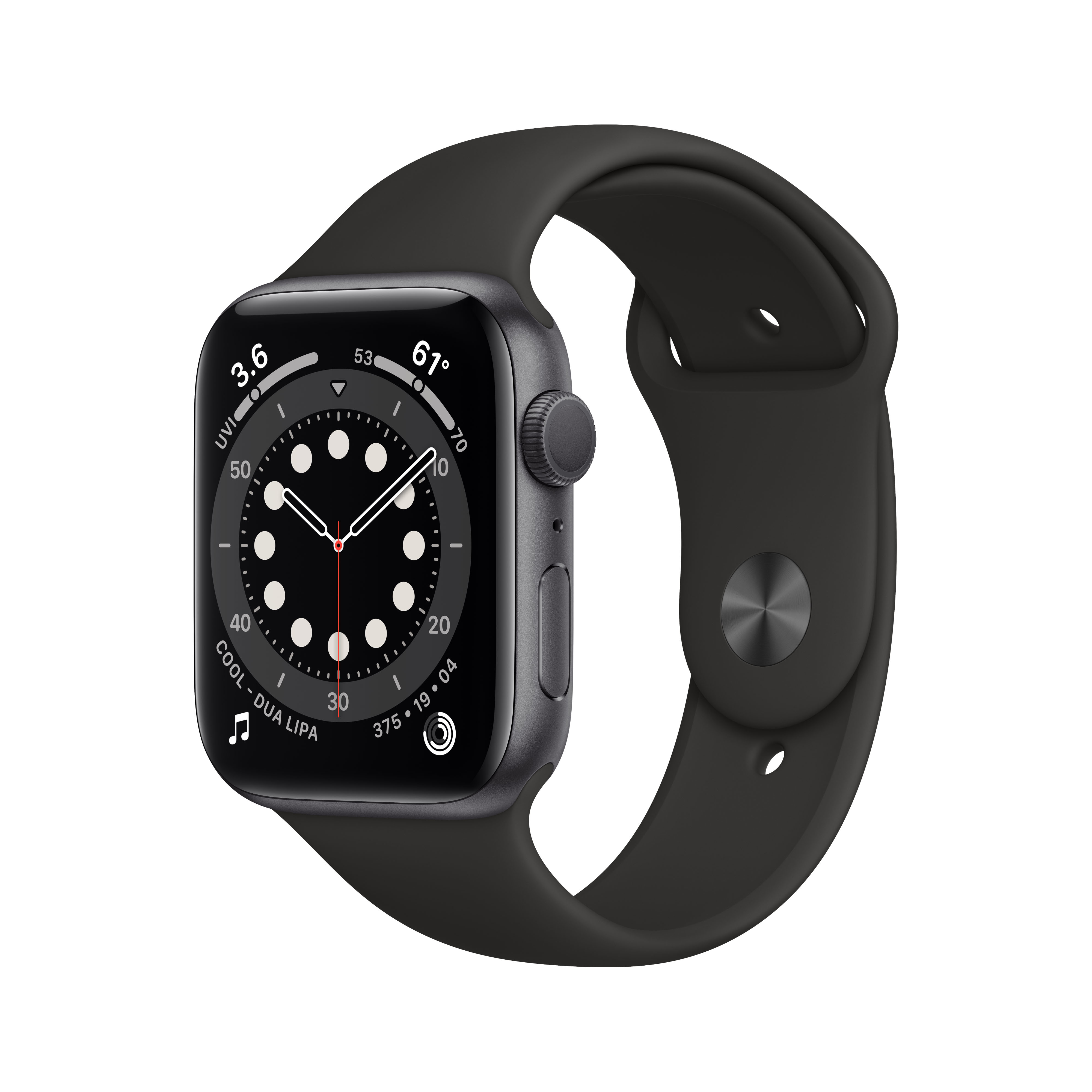 Apple Watch Series 6 GPS 44mm Space Gray Aluminium Case with Black Sport Band