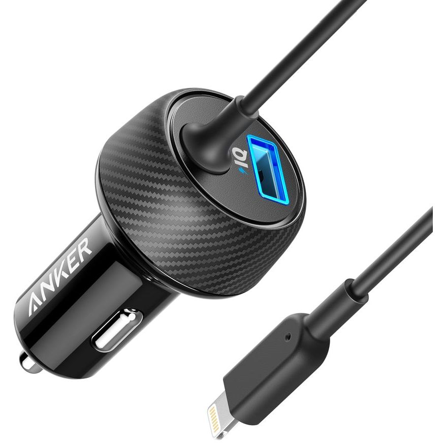 Anker Car Charger Powerdrive 2 Elite with Lightning Connector Black