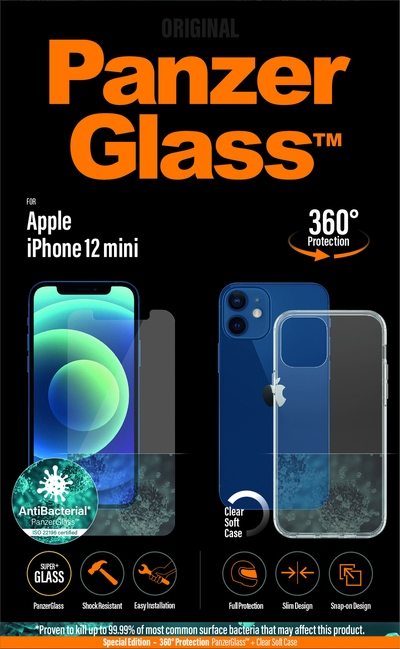 Panzer Glass Bundle Apple iPhone 12 Mini Clear Sp + Clear Case