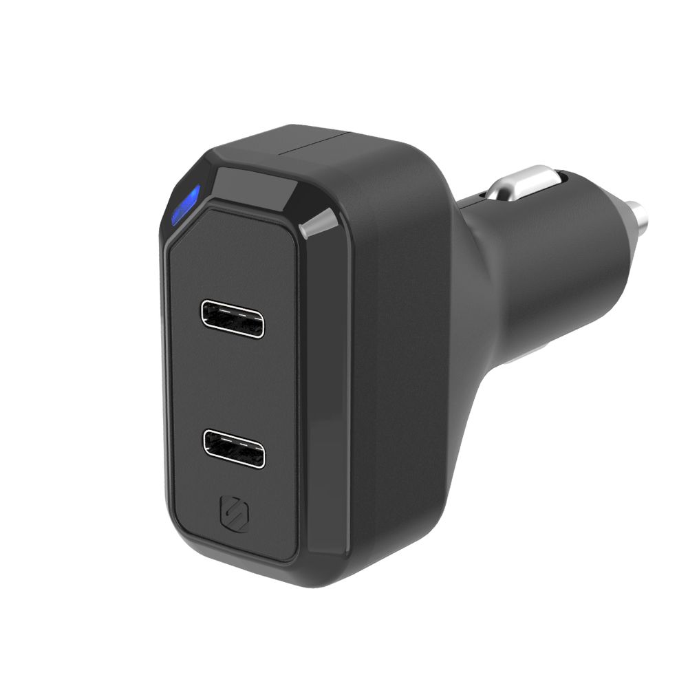 Scosche Power Volt Power Delivery 3.0 Dual USB-C 36W Fast Charger for Car - Black