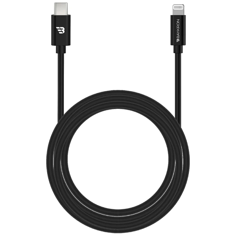 Baykron USB C to Lightning Cable 3A MFI Certified 1.2M Tpu Black