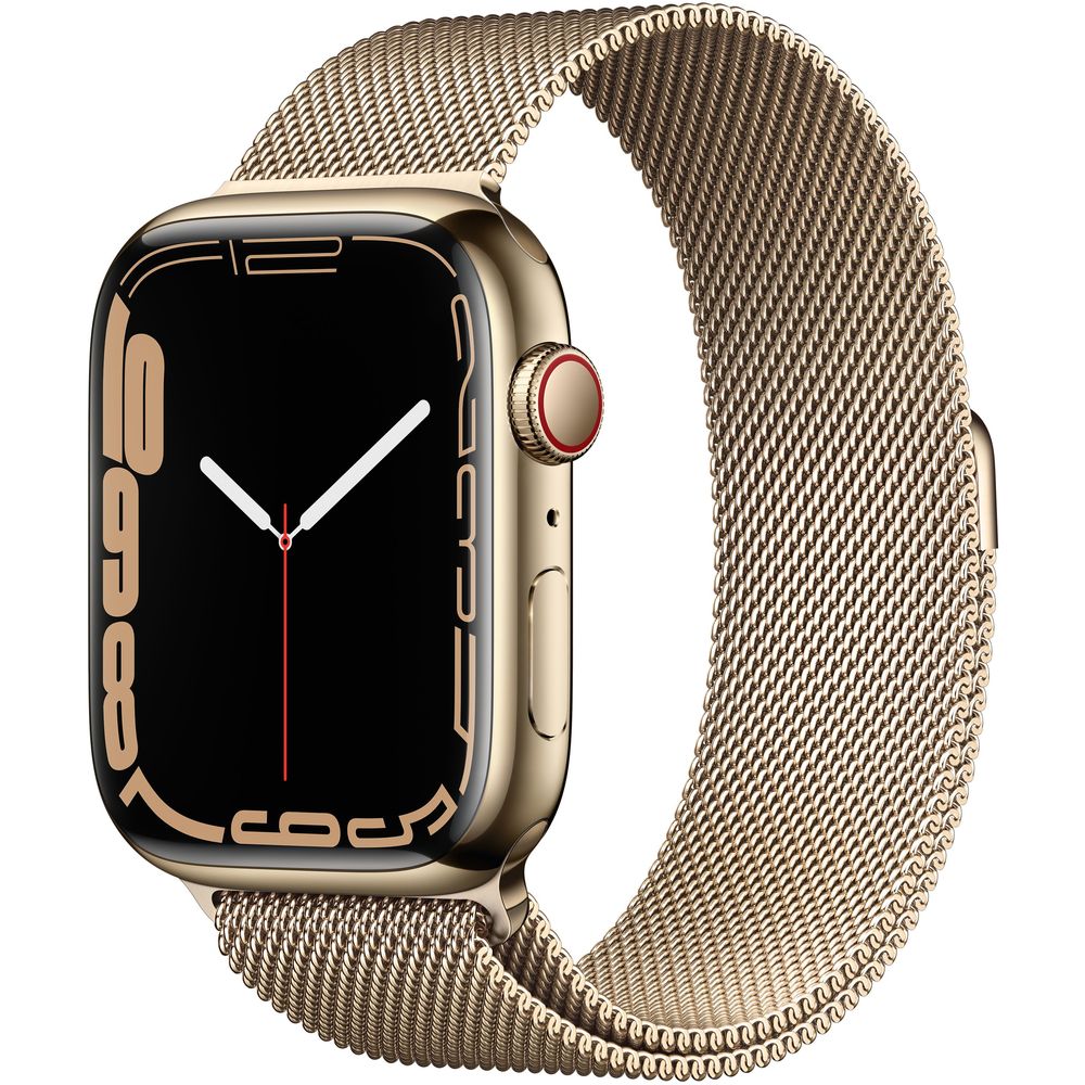 Apple Watch Series 7 GPS + Cellular 45mm Gold Stainless Steel Case with Gold Milanese Loop