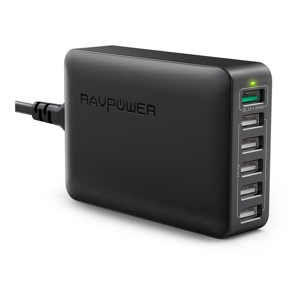 Ravpower Rp-Pc029 60W 6-Port Qc3.0 USB Charger (UK)-Black