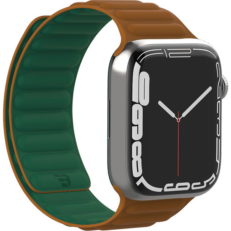 Baykron Silicone Magnetic Strap For Apple Watch 45Mm Green/Brown