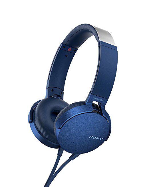 سماعات رأس Mdr-Xb550Ap بتقنية إكسترا باس من سوني، بلون أزرق