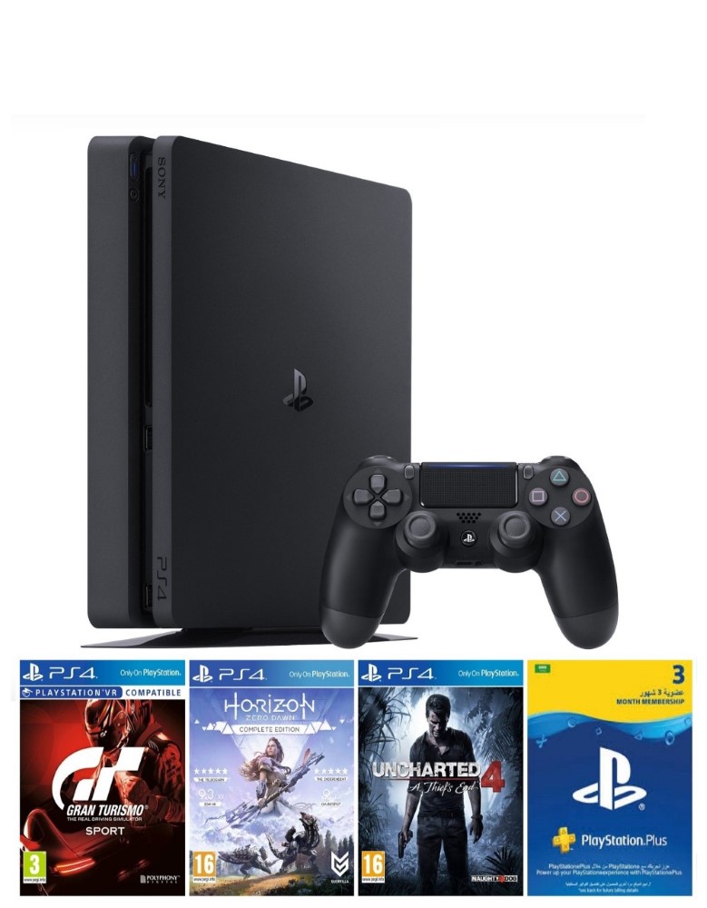 Sony PlayStation 4 500GB Console + 3 Games + Ps Plus 90 Days Subscription