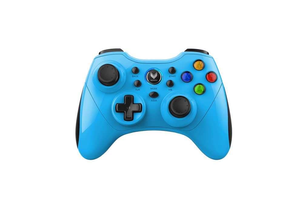 رابو لوحة تحكم للألعاب لاسلكية مع اهتزازاتجودة عالية لون أزرق