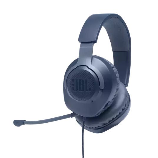 JBL Quantum 100 Blue Wired Over Ear Gaming Headset With Detachable Mic