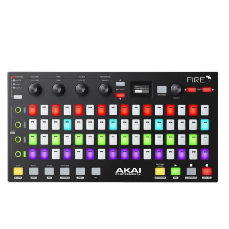 Akai Professional Fire - وحدة تحكم Usb Midi لـ Fl Studio مع Rgb Clip Drum وبرنامج Fl Studio Fruity Edition