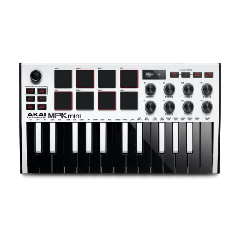 Akai Professional Mpkmini3B Mpk Mini Mk3 | 25 Key Usb Midi Keyboard Controller With 8 Backlit Drum Pads - 8 Knobs And Music Producti