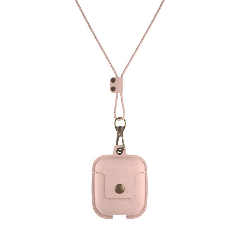 Woodcessories Airpod Leather Necklace Case Rose