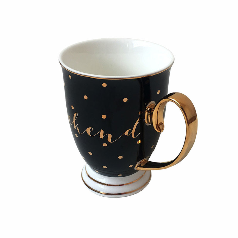 Bombay Duck Weekend Black with Gold Spots Mug