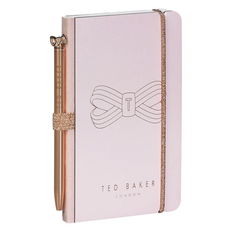 Ted Baker Mini Notebook & Pen Pink Bow