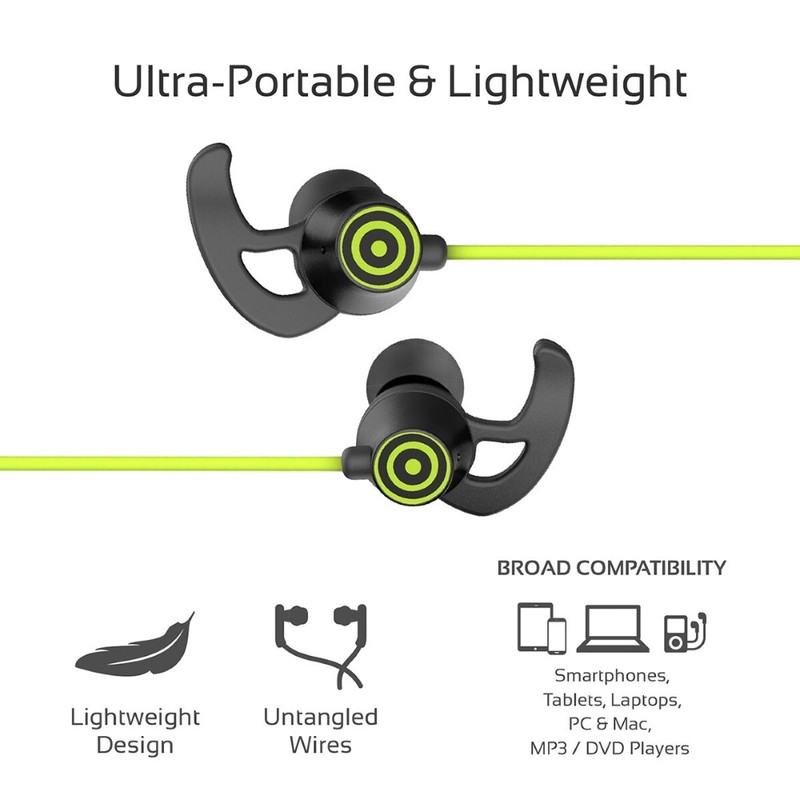 Promate Swift Green Heavy Bass Wired Earphones with In-Line Mic