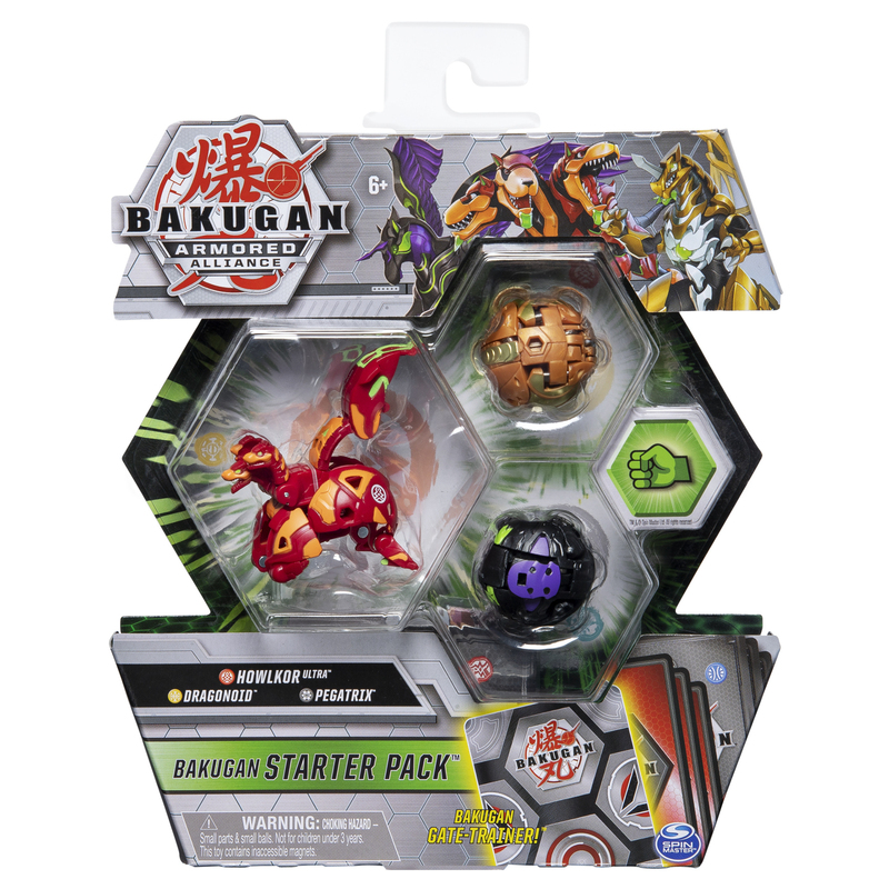 Bakugan Starter Pack 3-Pack, Diamond Gillator Ultra, Armored Alliance Collectible Action Figures