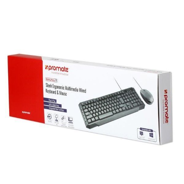 Promate Wired Keyboard Mouse Black