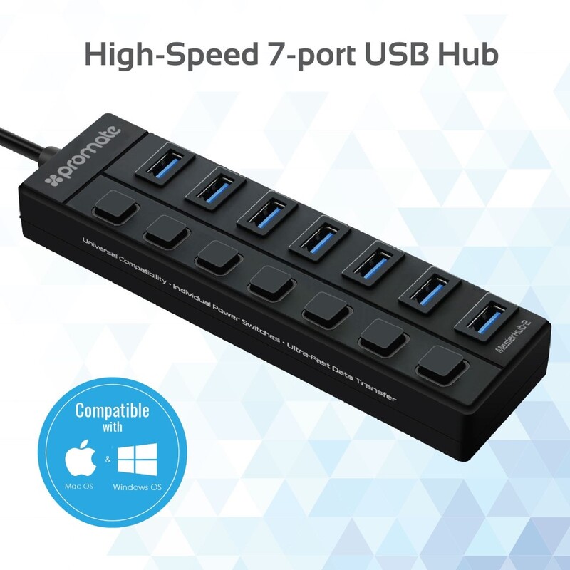 Promate High Performance 7 Port USB Hub