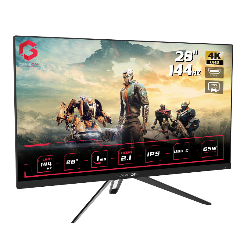 Gameon Go28Uhdips 28" 4K Uhd 144Hz 1Ms Hdmi 2.1 Gaming Monitor (Support Ps5) With Gameon Pole Mounted Gas Spring Singlemonitor Arm