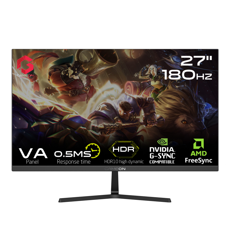 Gameon Gops27180Va 27 Fhd 180Hz 0.5Ms Hdmi 2.0 Fast Va Gaming Monitor With Adaptive Sync And G-Sync Compatible