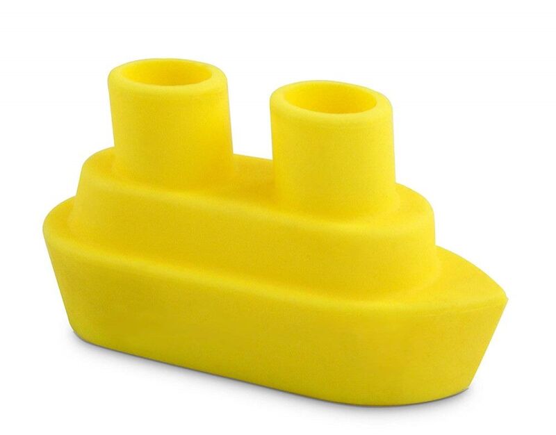 حامل فرشاة الأسنان على شكل قارب باللون الأصفر