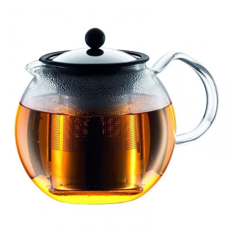 إبريق مزود بفلتر ضغط لإعداد الشاي سعة لتر واحد من أسام