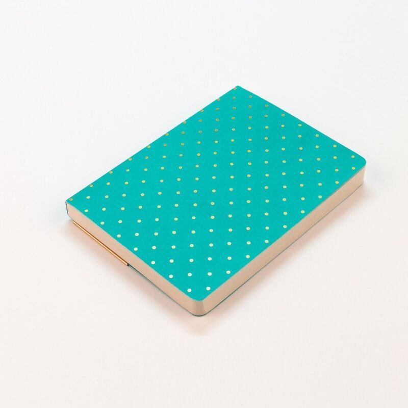 Shimmer Teal A6 Notebook Mini Polka