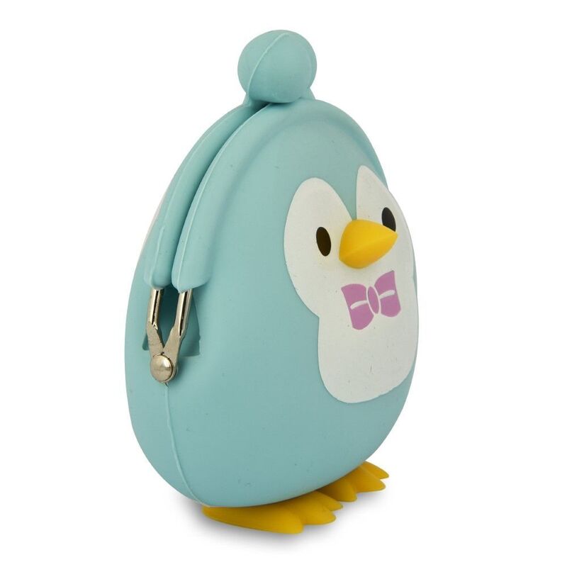 محفظة سيليكون البطريق باللون الأزرق الفاتح.