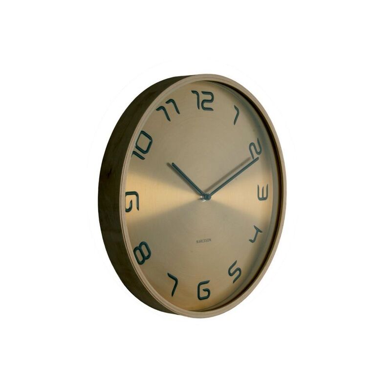 Wall Clock Bent Wood Gold Plated
