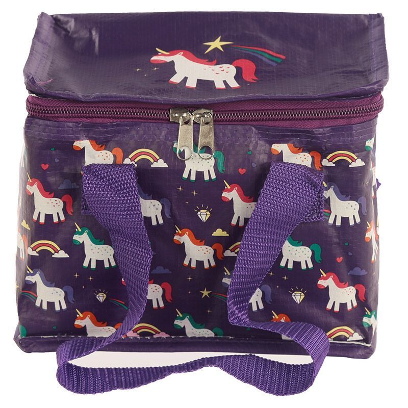 حقيبة صندوق غداء رائعة بتصميم يونيكورن بألوان قوس قزح