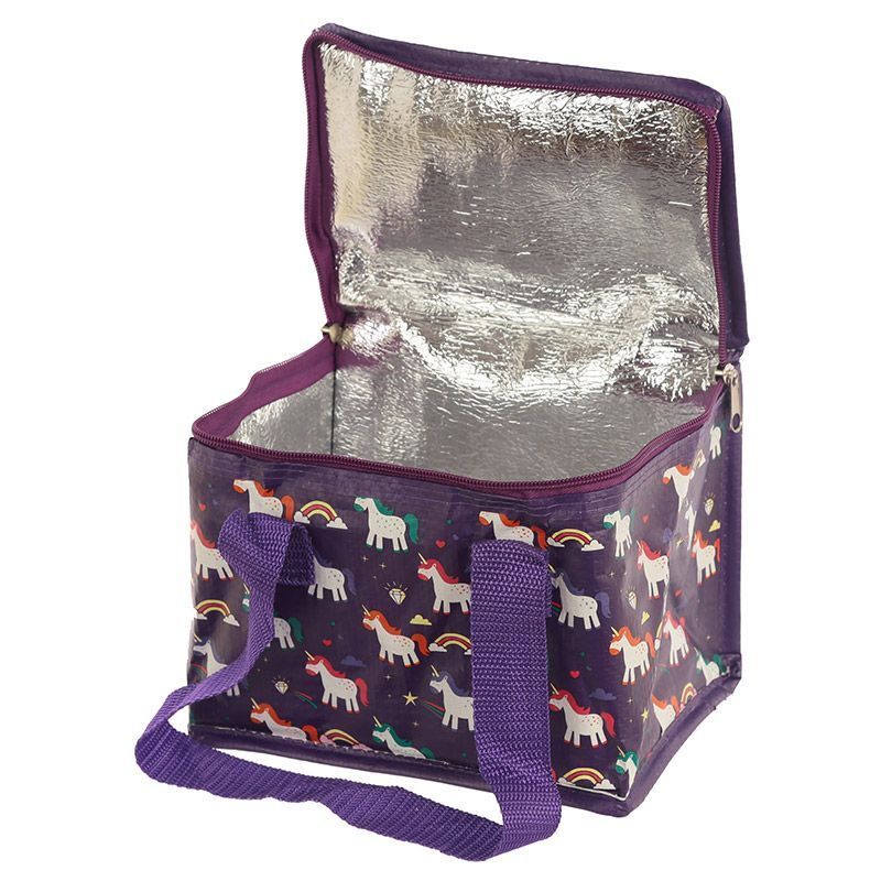 حقيبة صندوق غداء رائعة بتصميم يونيكورن بألوان قوس قزح