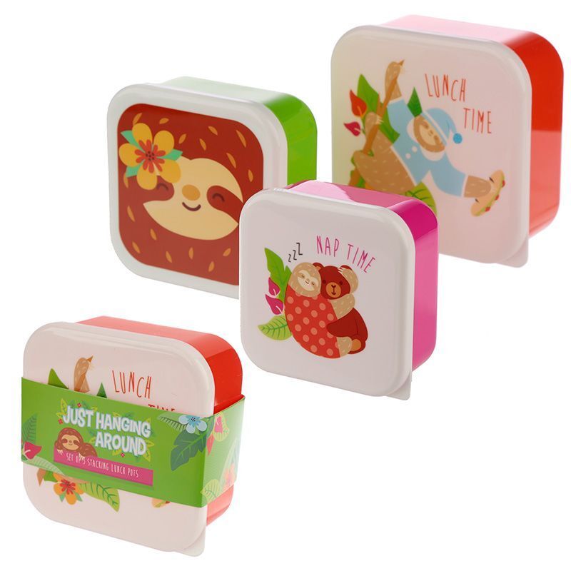 Fun Sloth Design Set of 3 Plastic Lunchboxes