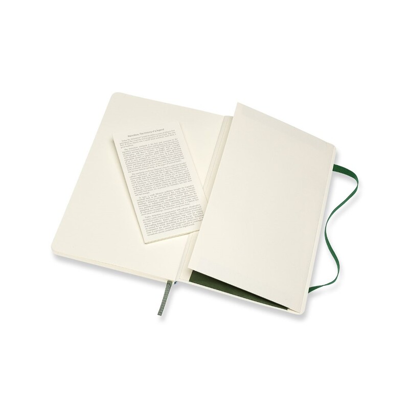 دفتر Qp616K15 كبير الحجم مسطّر بلون نبات الآس الأخضر مع غلاف مرن من موليسكن
