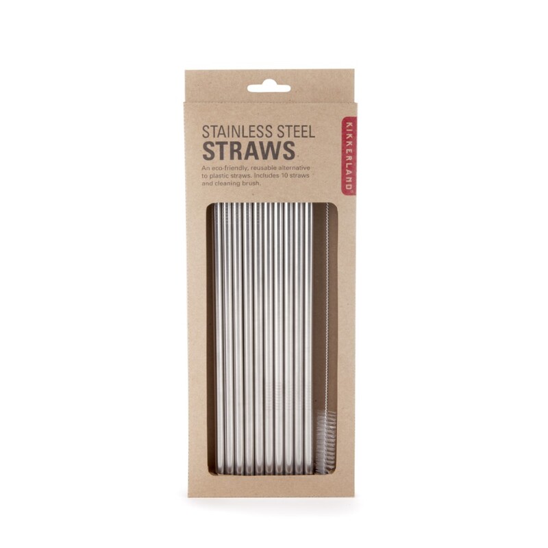 Kikkerland Stainless Steel Straws S/10