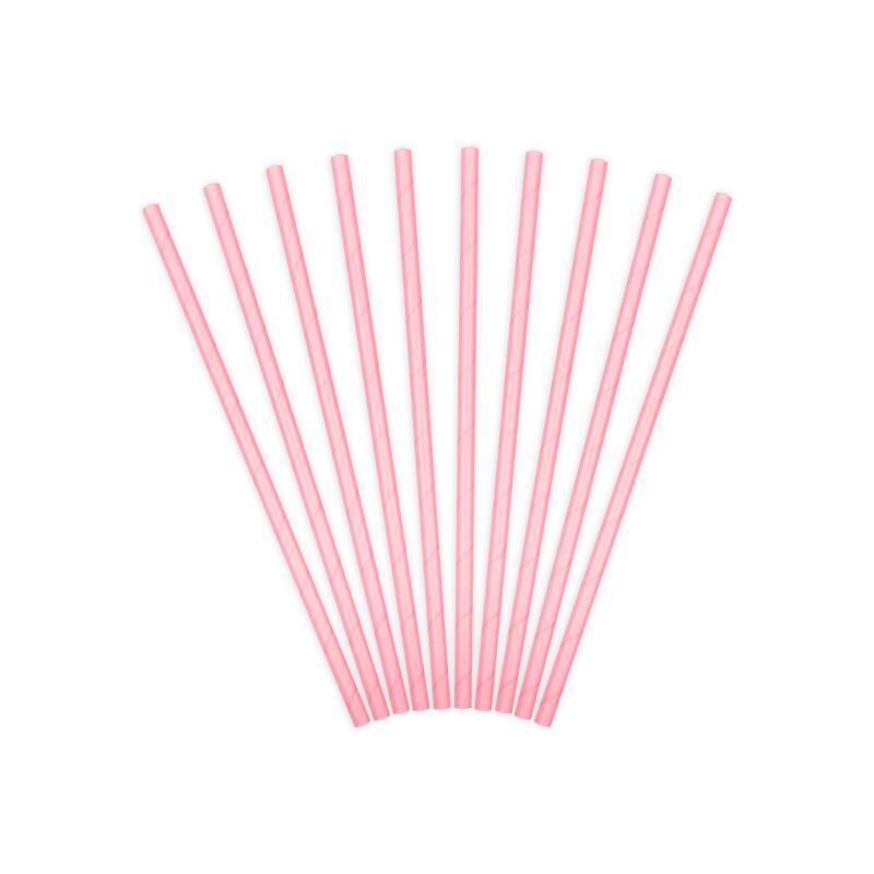 Paper Straws Light Pink 19.5cm 1 Ctn 50Pkt 1 Pkt 10 Pc.