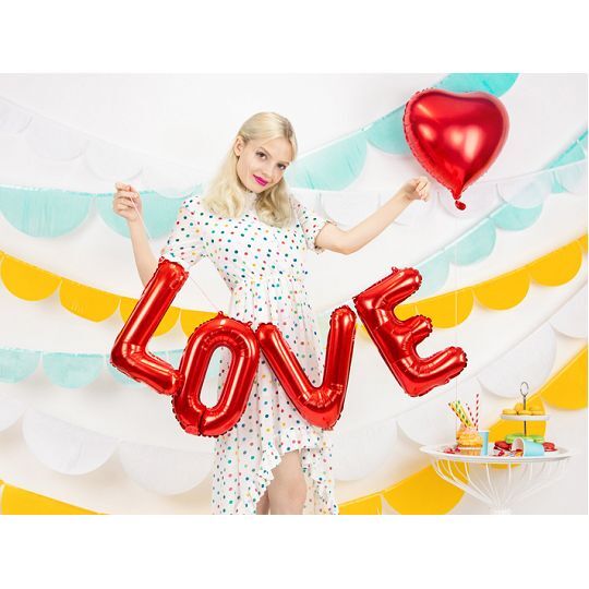 بالون قصدير مقاس 140×35 سم على شكل كلمة Love باللون الأحمر، كرتونة واحدة، 50 رزمة