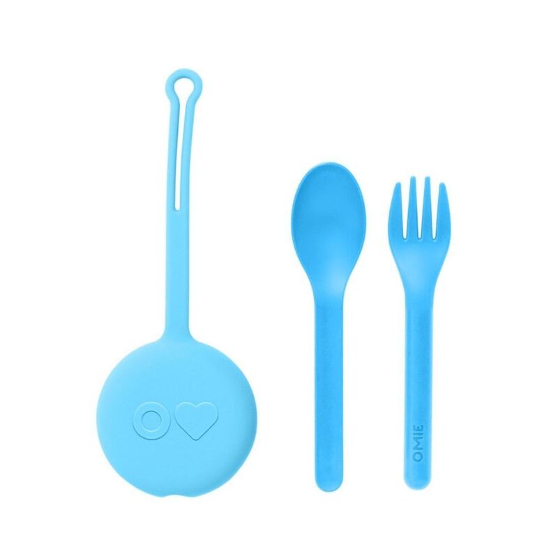 مجموعة أدوات مائدة أوميلايف + حامل باللون السماوي الأزرق
