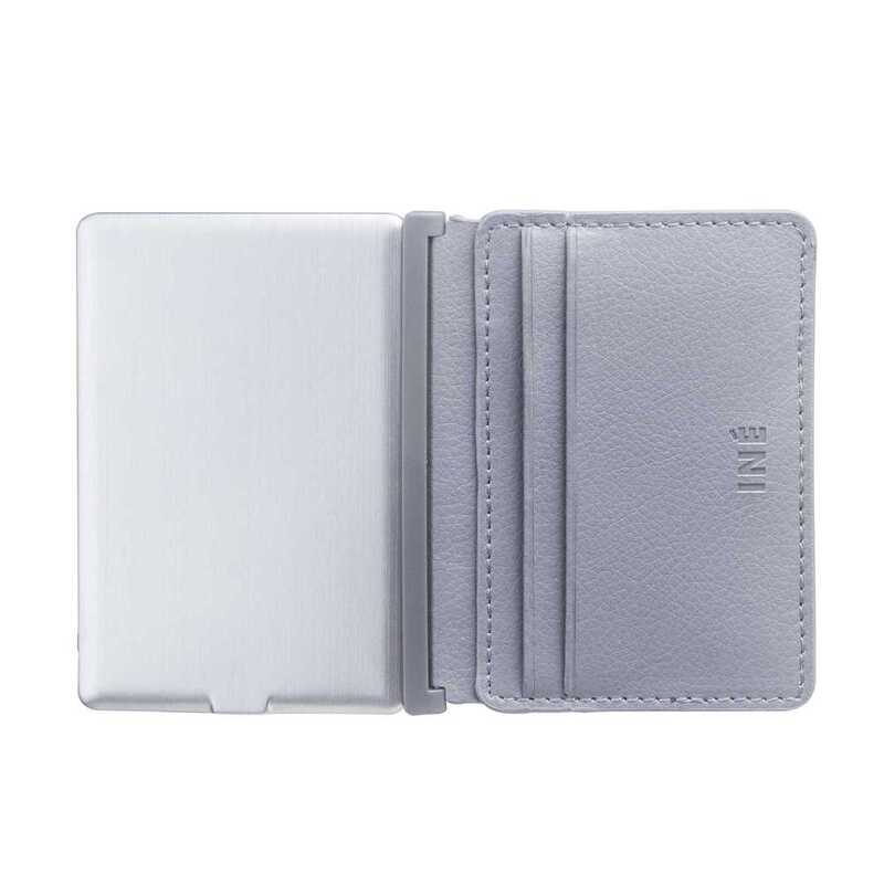 Ine the Card 3000mAh Powerbank and RecycLED Leather Wallet Non MFI Cable Pearl Grey