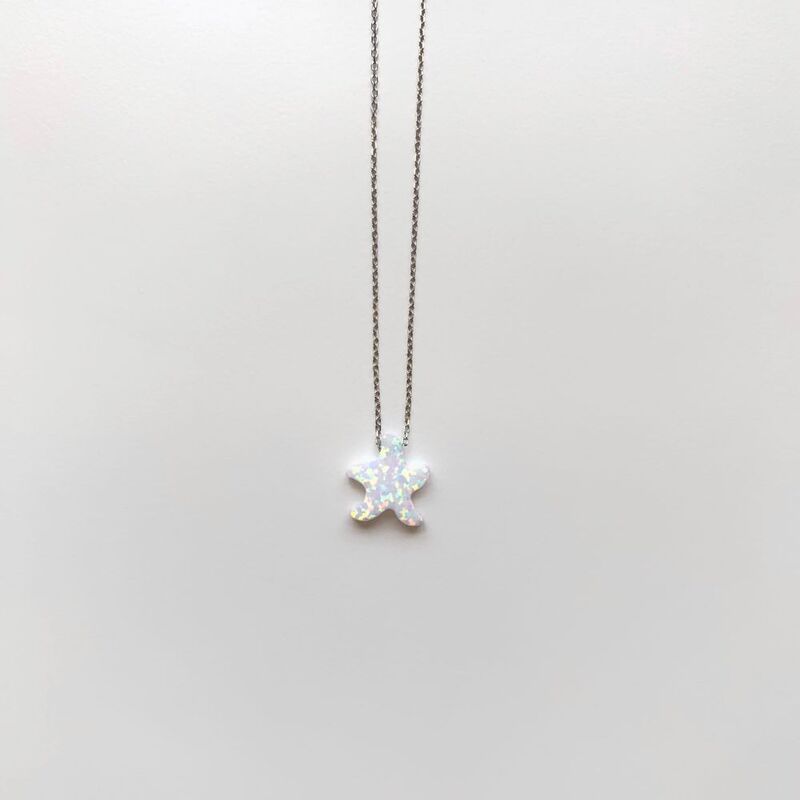 Opal Starfish Necklace White